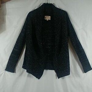 Ambiance Sweater Women's Black with Sparkles Long Sleeve Open Cardigan Size S